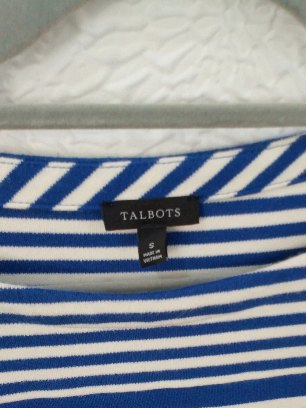 Talbots Blue and White Striped Boatneck Top - Picture 5 of 7